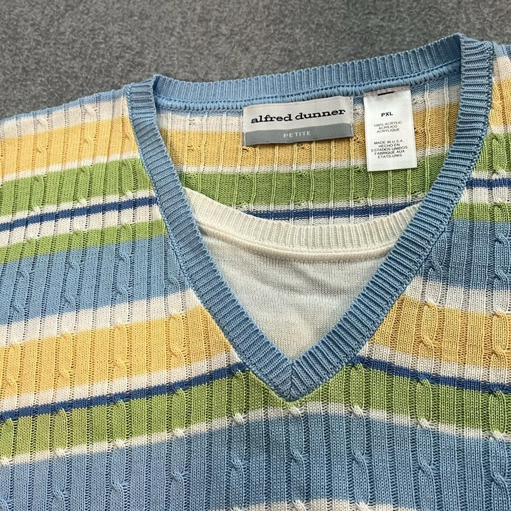 Y2K 90s Striped Top Shirt XL Petite Academia Preppy Skater Pastel